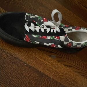 Vans Black and Red Cherry Sneakers